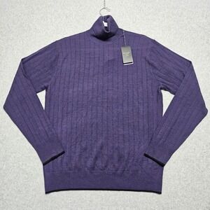 Paul Smith Gents Pullover Roll Neck Large Purple Merino Wool Sweater NWT